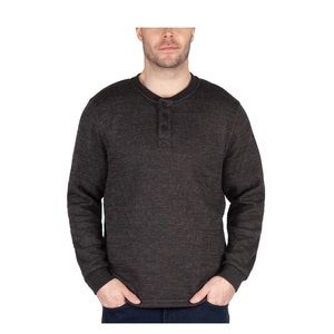 BC Clothing Men's Thermal Henley With Sherpa Lining Heather Dark Grey Size XXL
